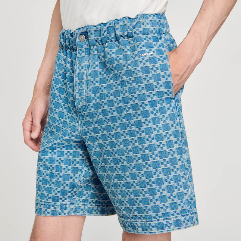 SQUARE CROSS DENIM BERMUDA SHORTS 4