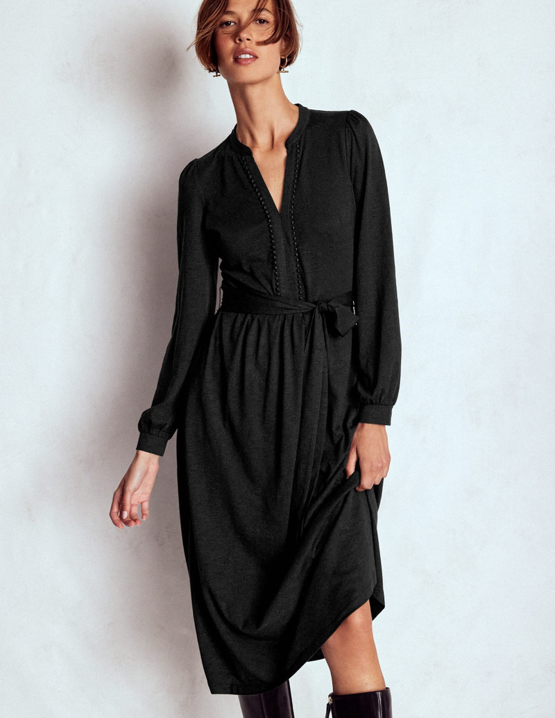 Naomi Long Sleeve Jersey Dress-Black 4