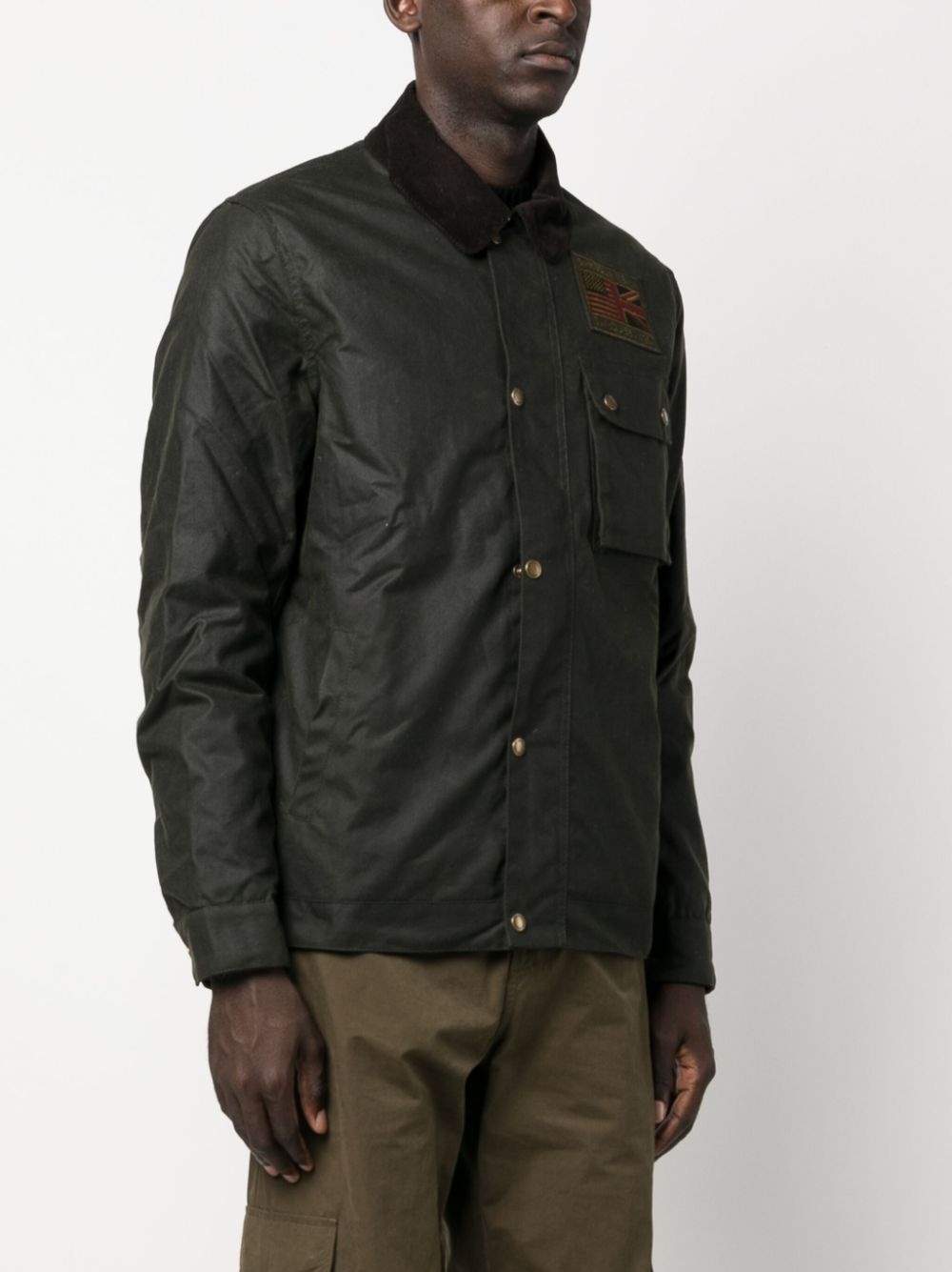 logo-patch cotton workers jacket - 3