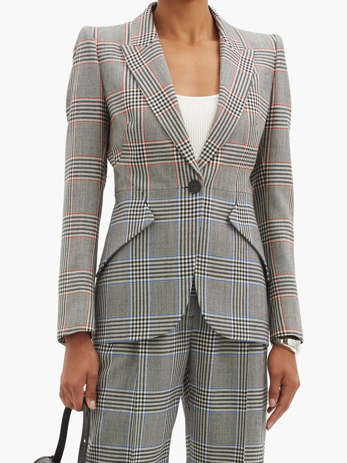 Glen-check wool-twill suit jacket - 2