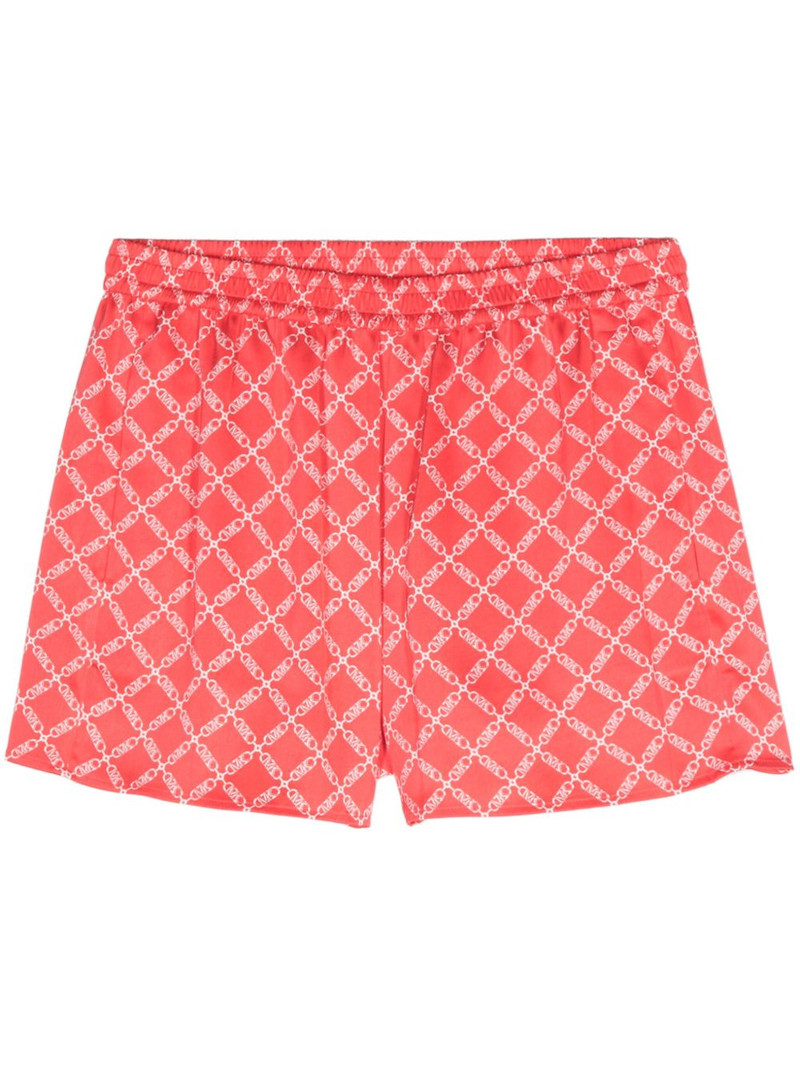 Empire logo-print satin shorts 1