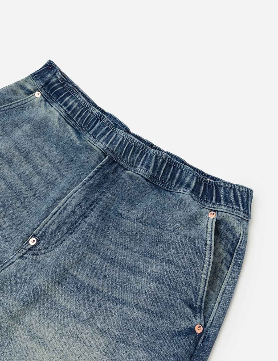 Seagull and Logo Appliqué Embroidery Fashion Fit Denim Shorts - 9