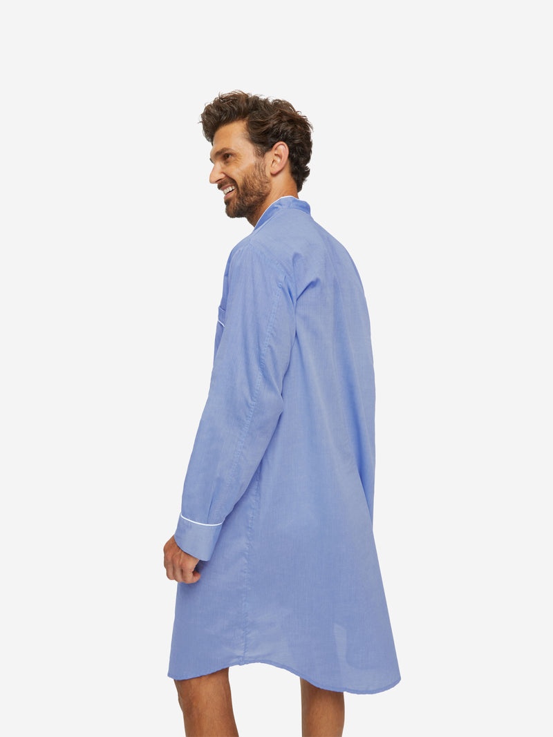 Men's Nightshirt Amalfi Cotton Batiste Blue - 7