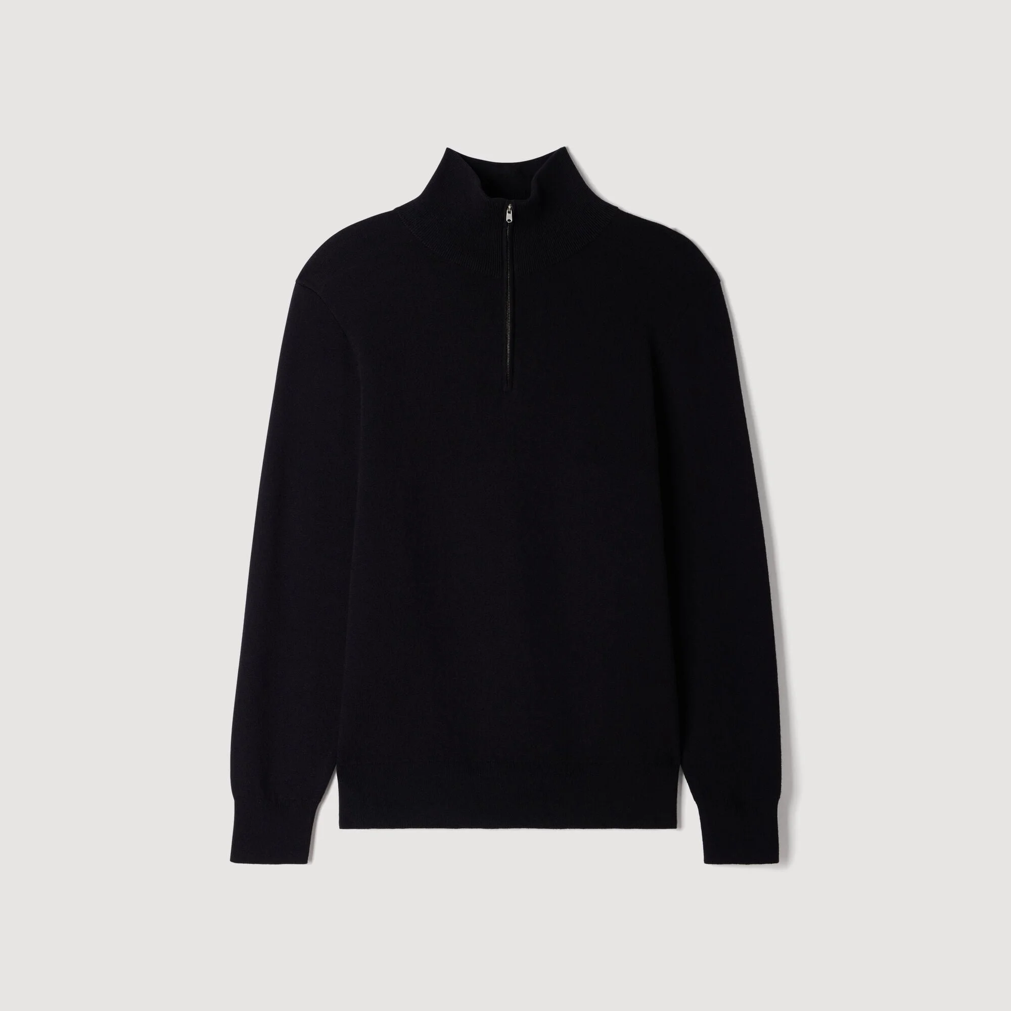 BOXY ZIP SWEATER WITH STANDING COLLAR - 1