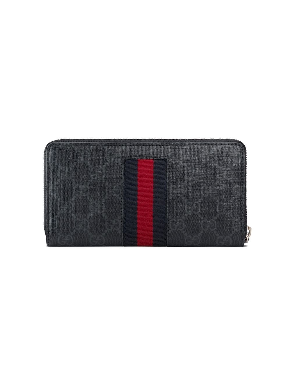 black GG Supreme Web zip around wallet - 2