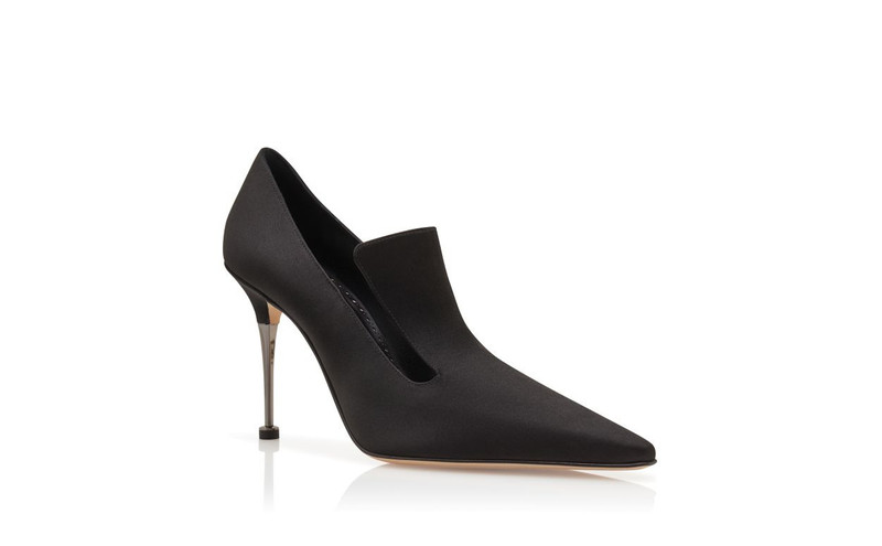 Black Satin Instep Detail Pumps 3