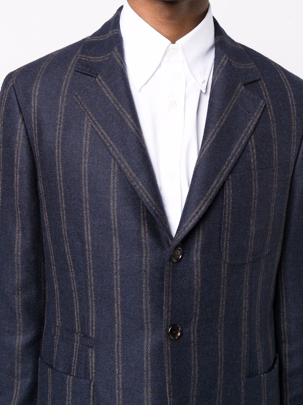 stripe-pattern single-breasted blazer - 5