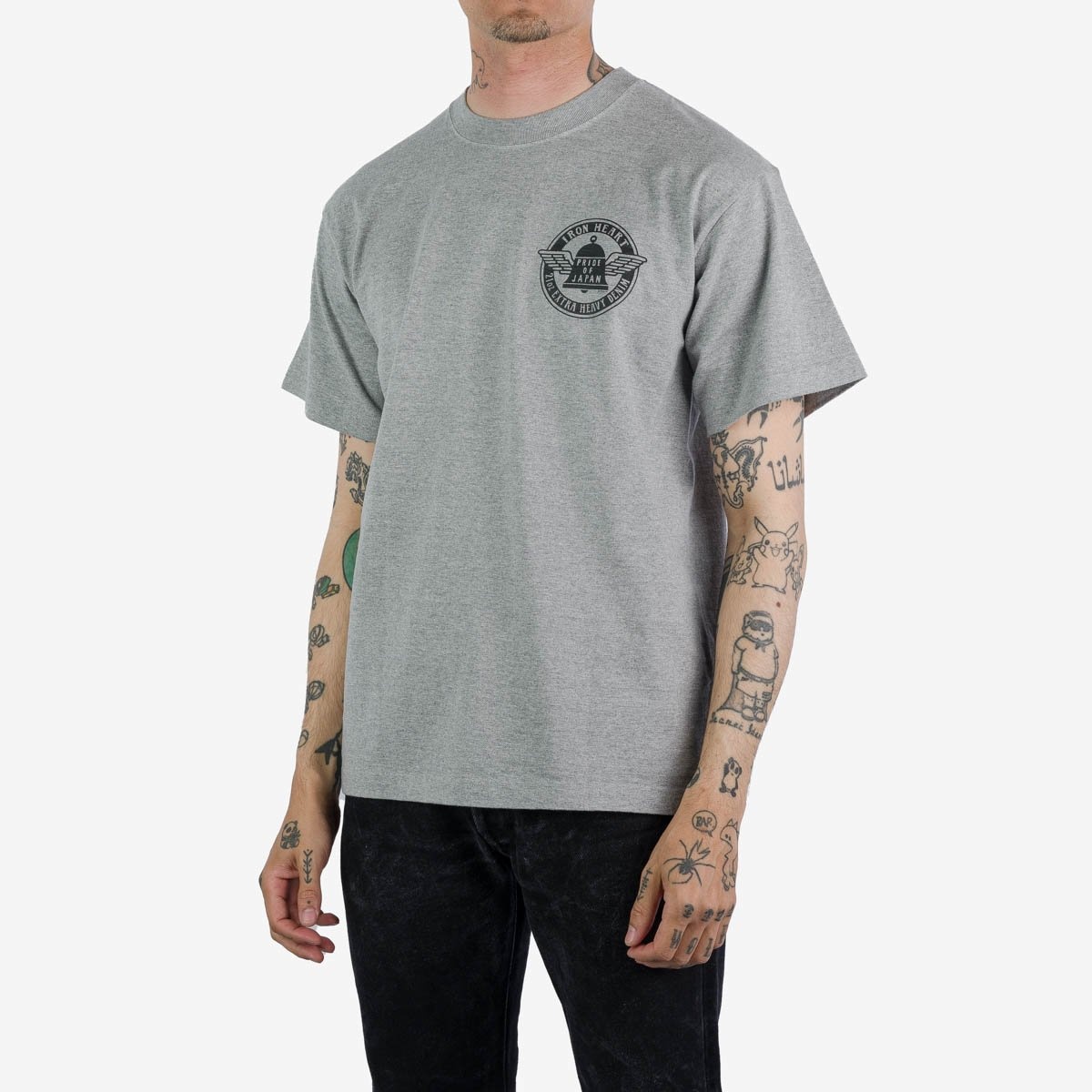 IHPT-2301-GRY 7.5oz Printed Loopwheel Crew Neck T-Shirt - Grey - 2