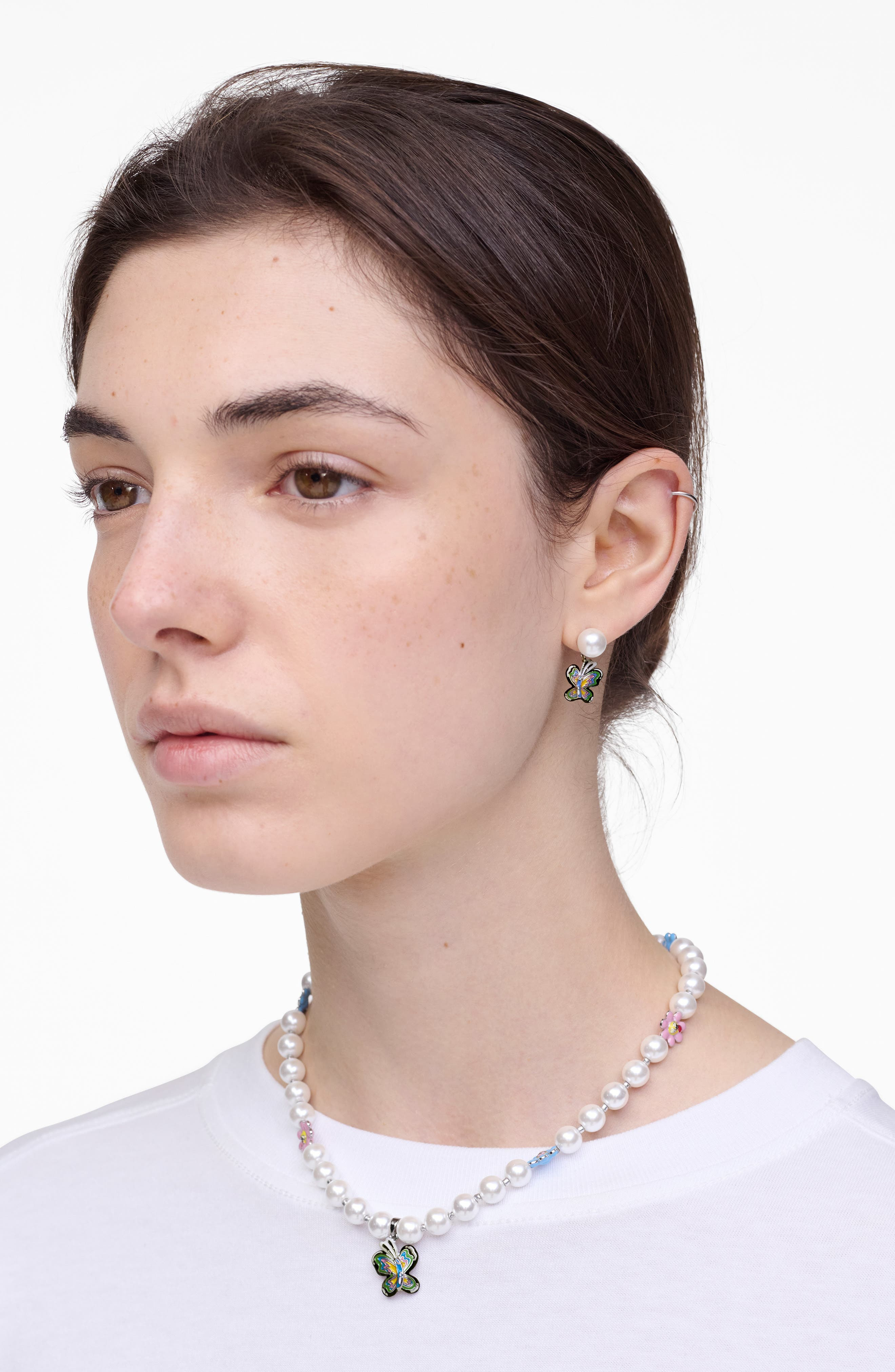 Marc Jacobs Butterfly Faux Pearl Drop Earrings in Silver/multi at Nordstrom - 2