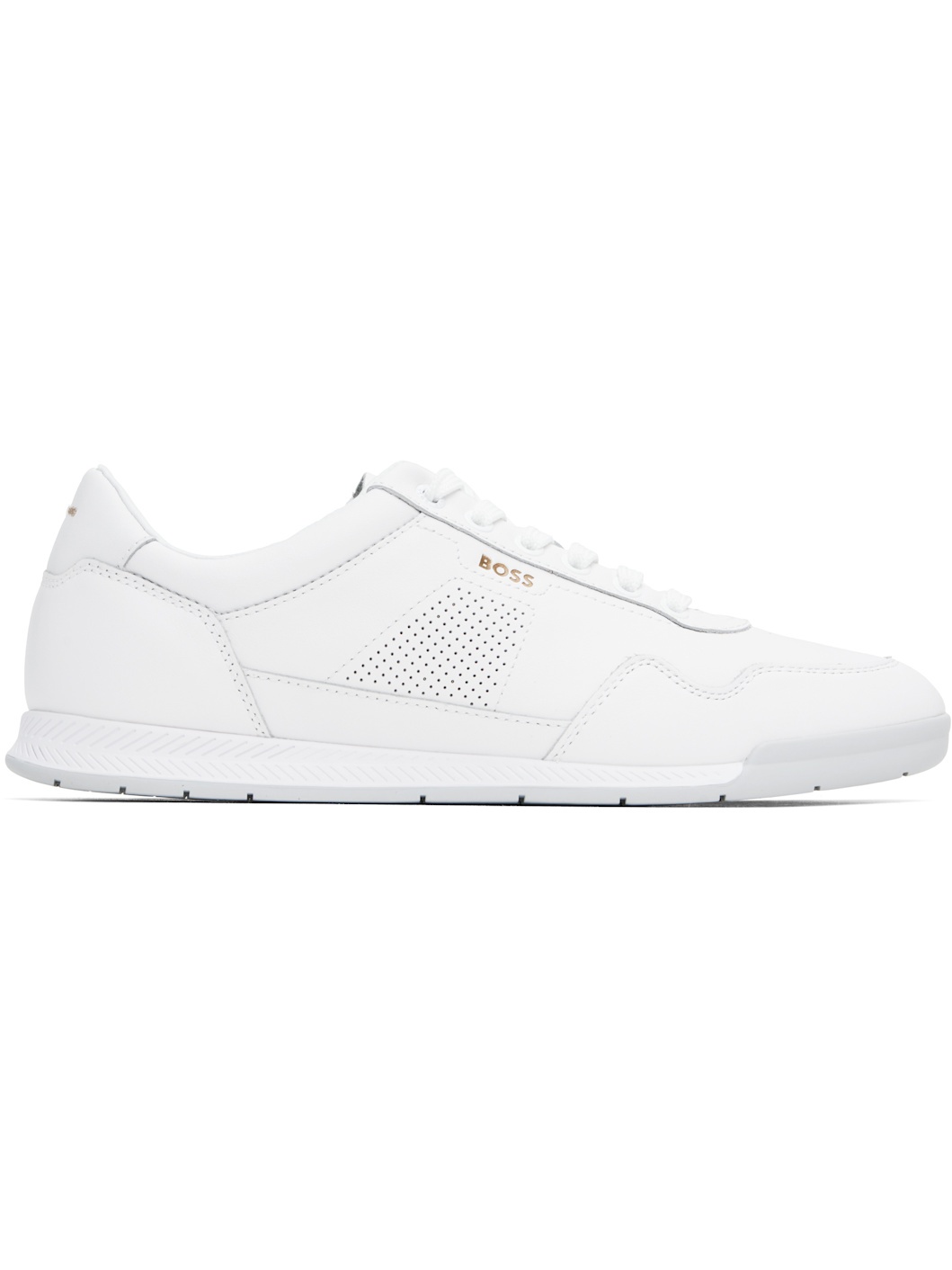 White Nappa-Leather Perforated Details Sneakers - 1