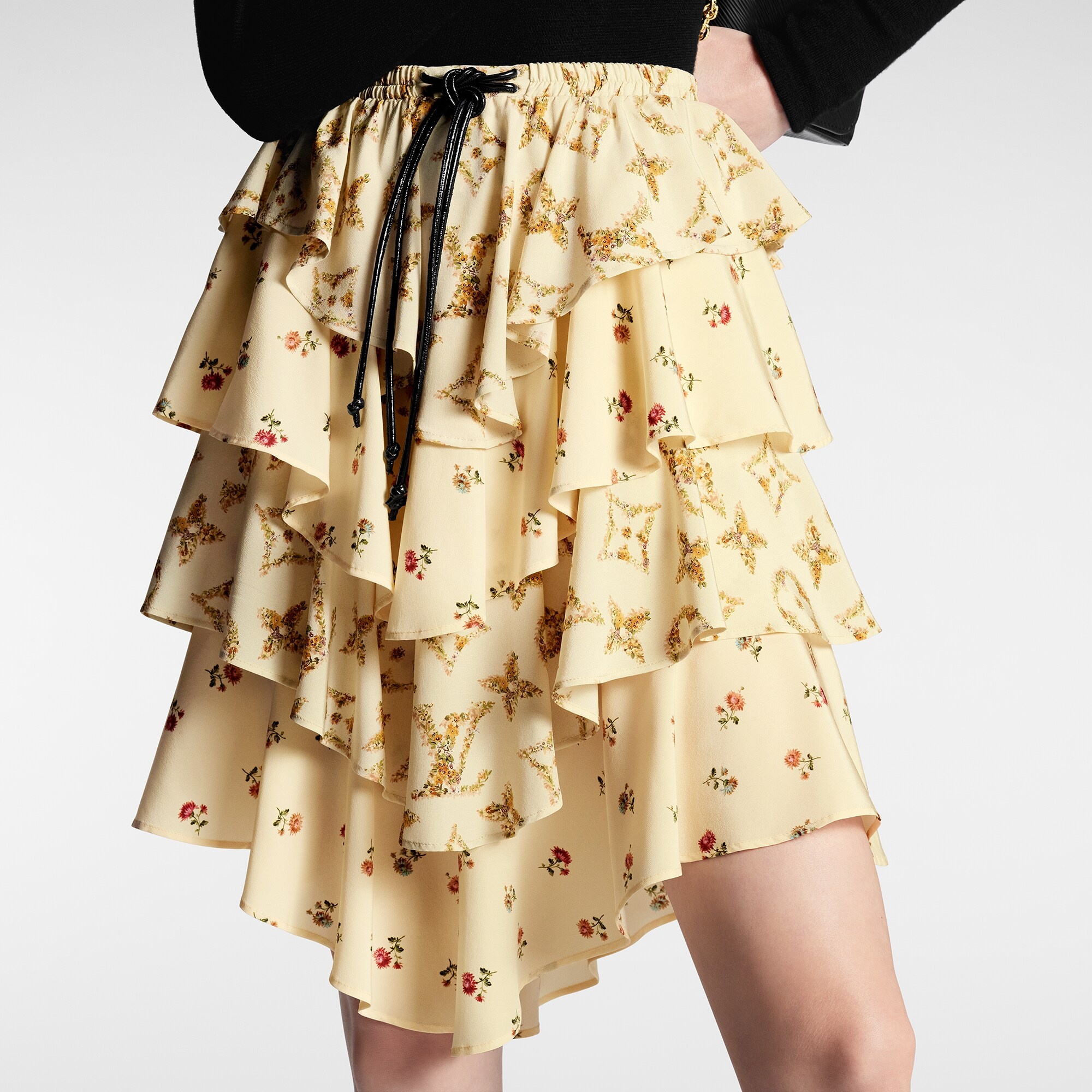 Tiered Floral Print Mini Skirt - 2