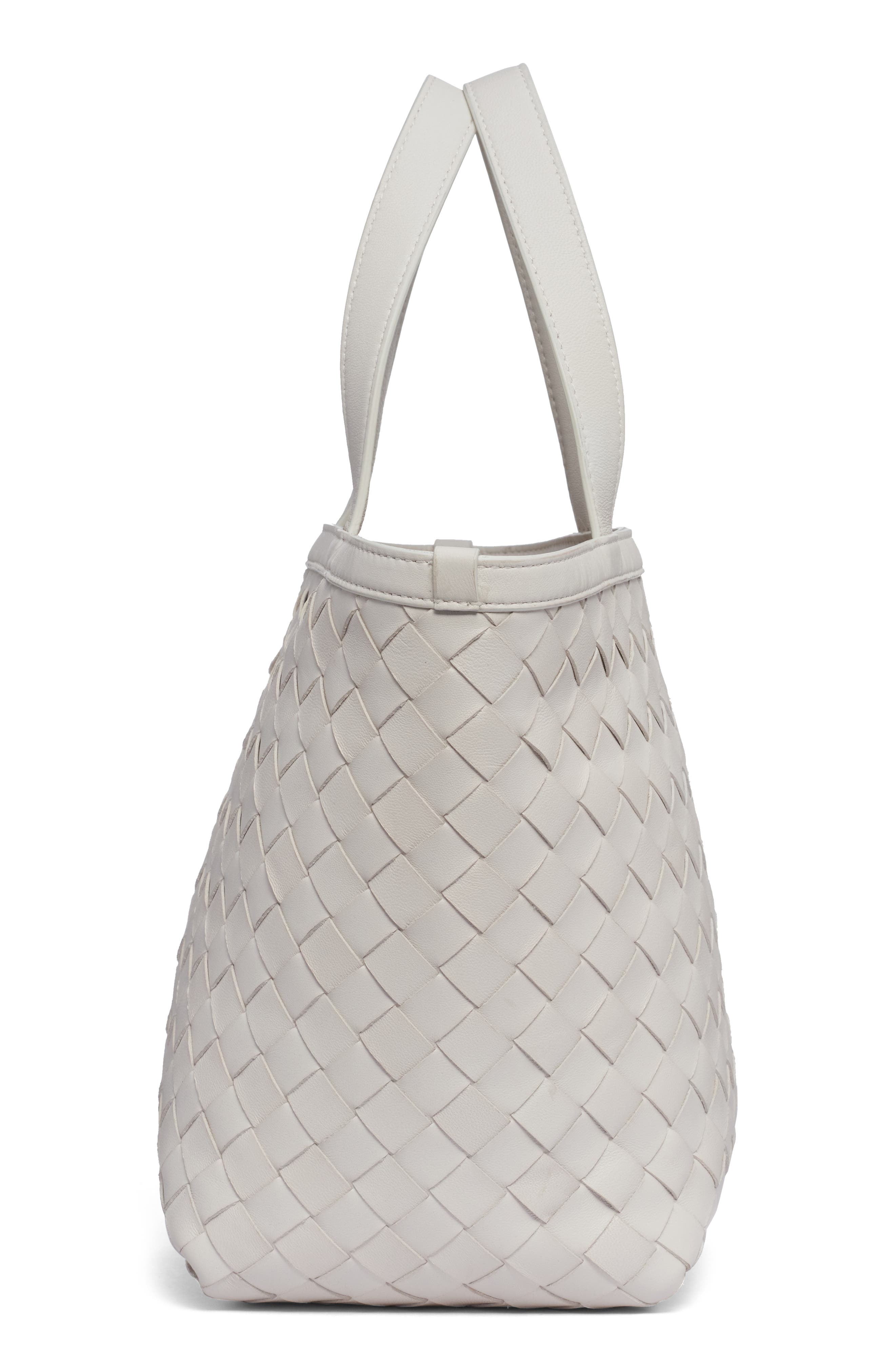Bottega Veneta Small Intrecciato Flip Flap Leather Tote Bag in 9104 Chalk-M Brass at Nordstrom - 5