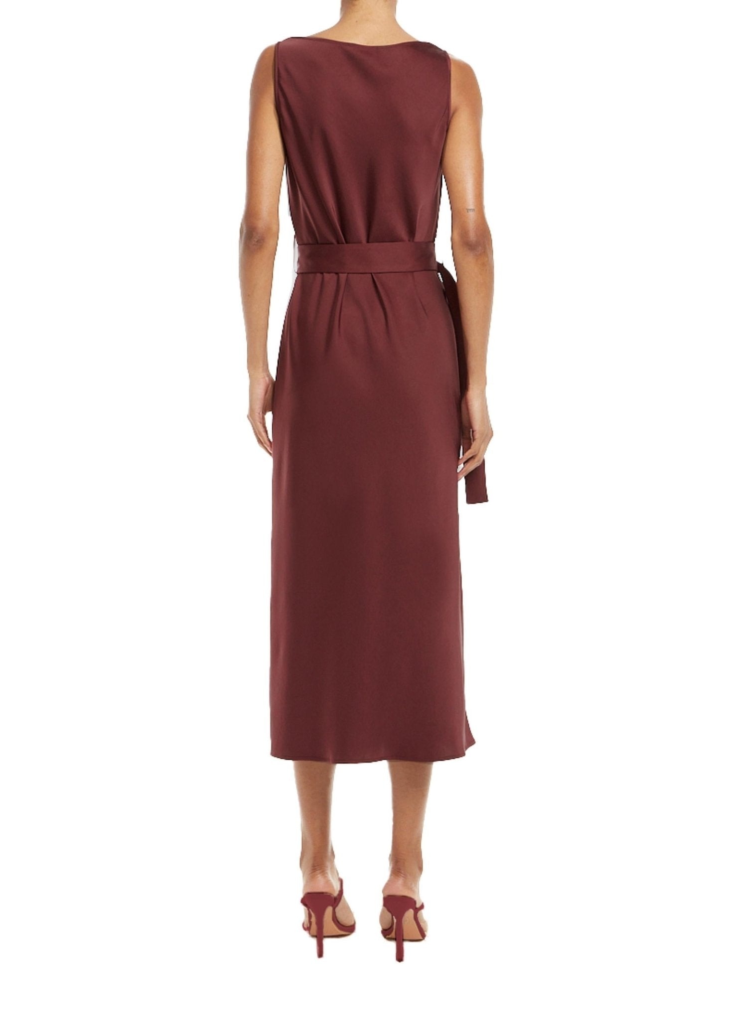 Satin Bias Belted Maxi Dress - 2