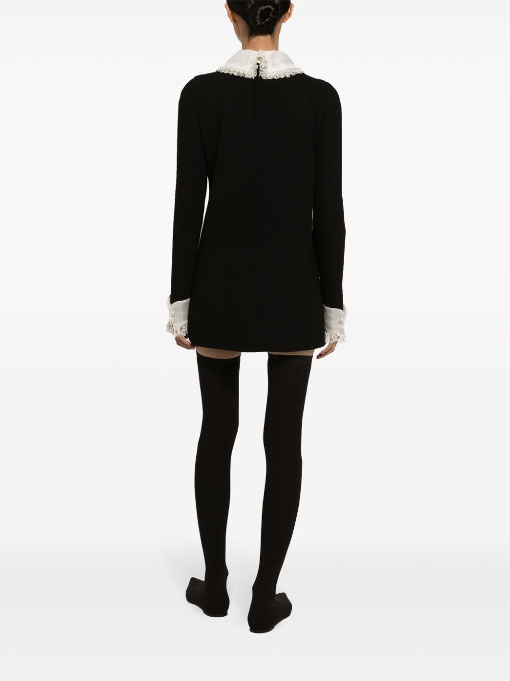 bib-collar virgin wool-blend minidress - 4