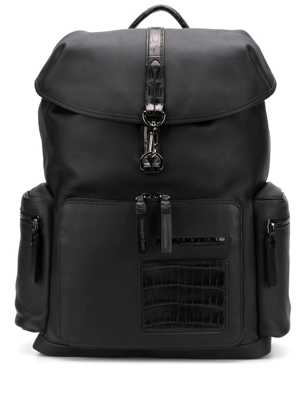 crocodile effect leather backpack - 1