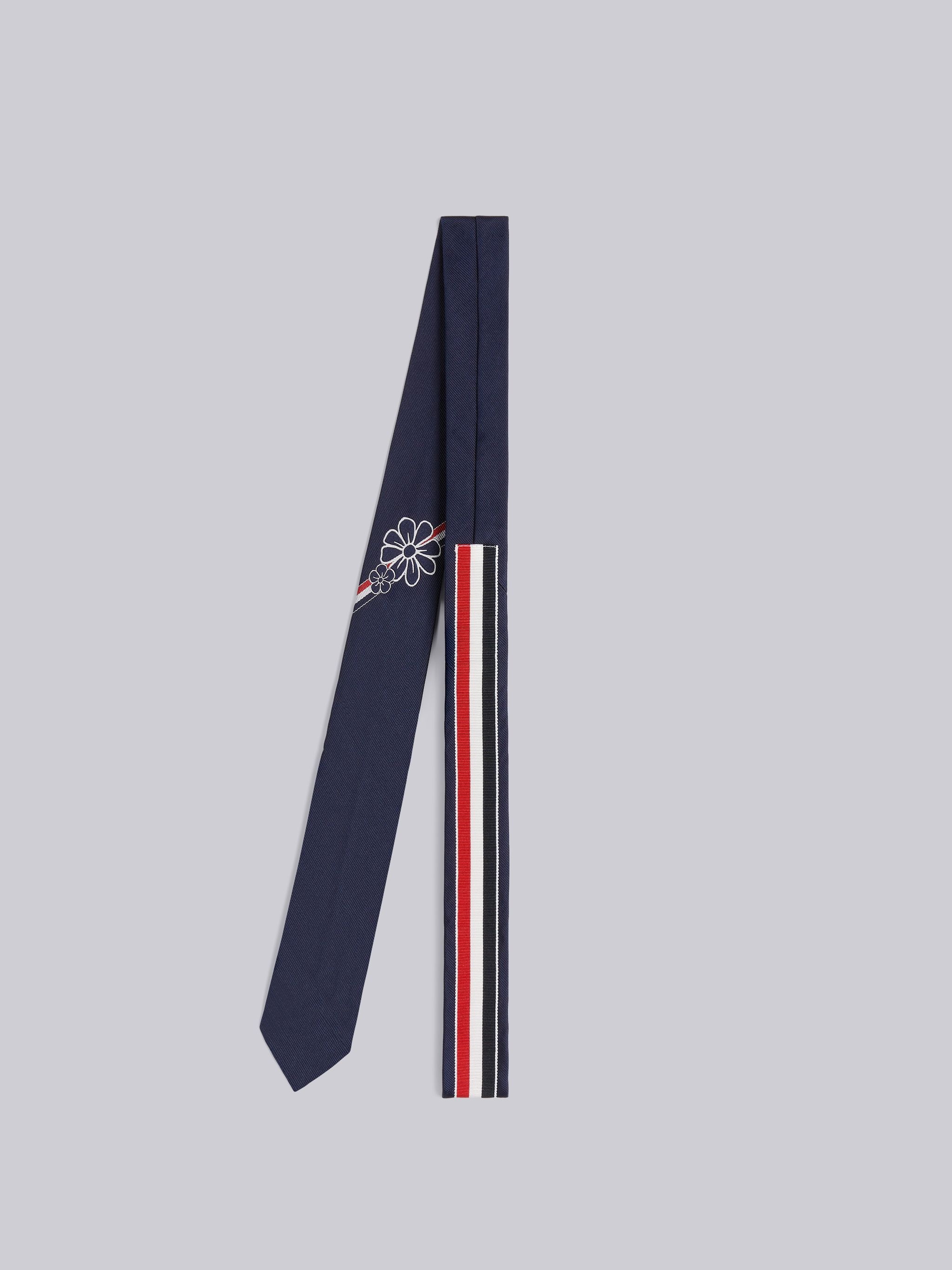 Navy Floral Icon Tie Jacquard Classic Tie - 3