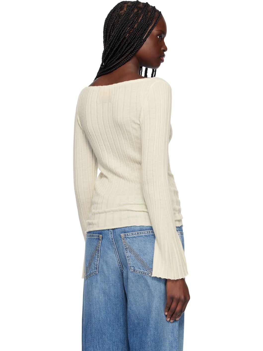 Off-White Rib Flare Sweater - 3