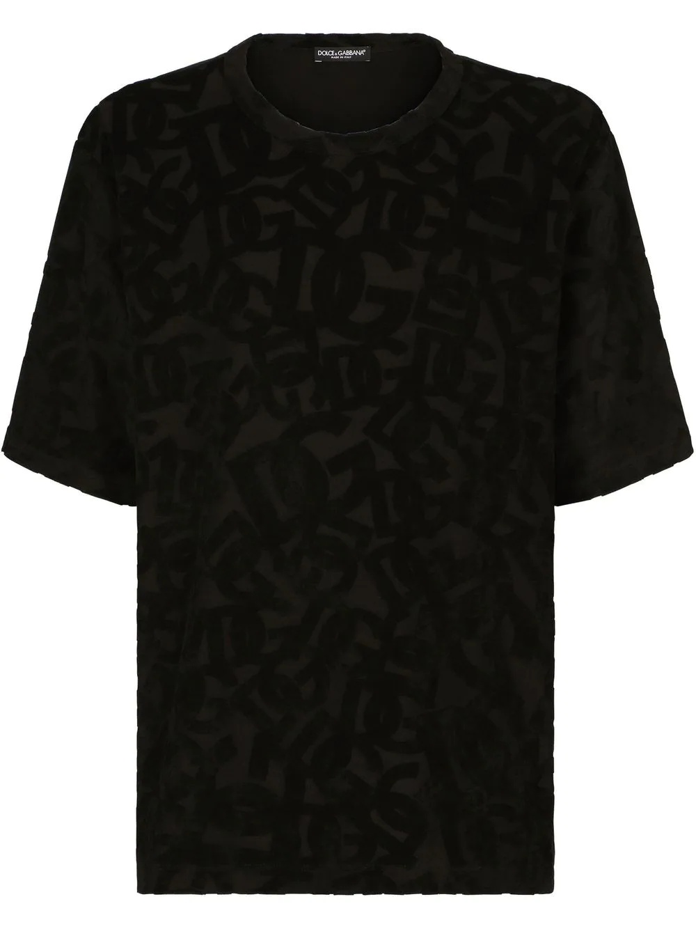 velvet-effect logo T-shirt - 1