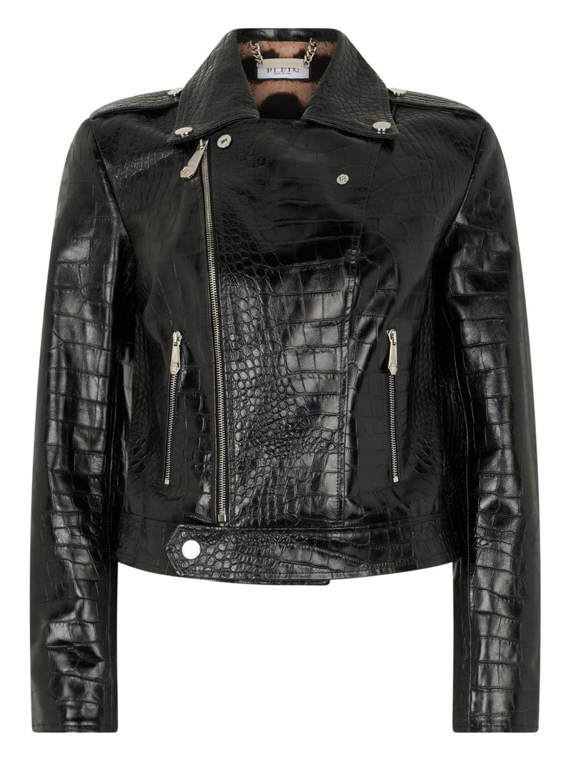 croc-print zip-up jacket 1