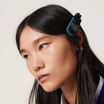 Miu Miu Denim hair clip outlook