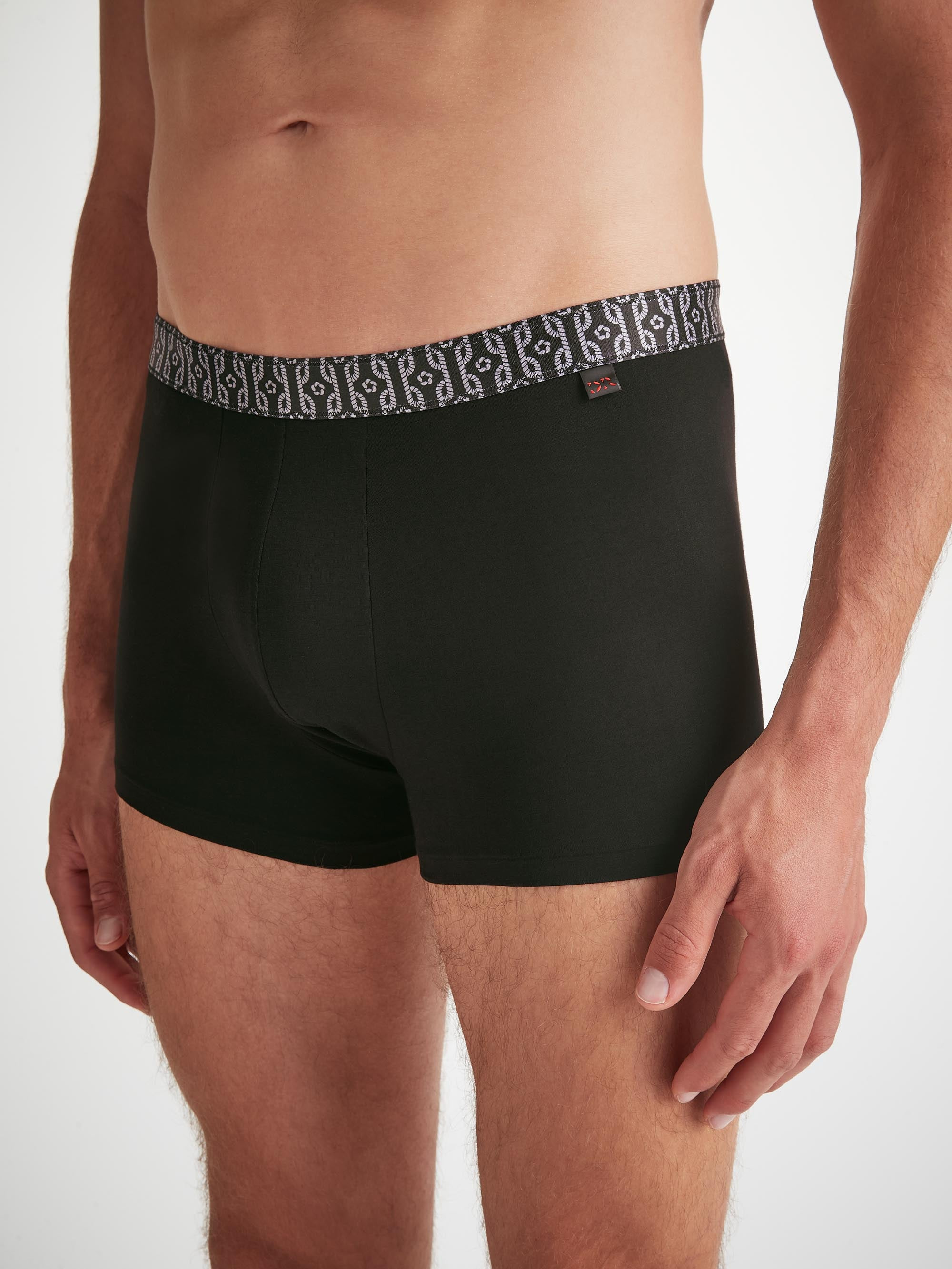 Men's Boxer Briefs Pima Cotton Stretch Black Rope Print - 3