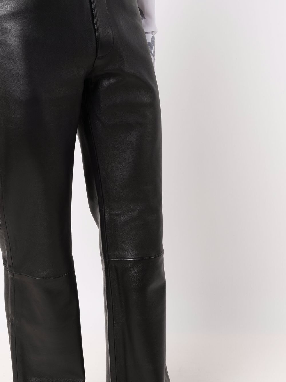 leather flare-leg trousers - 5