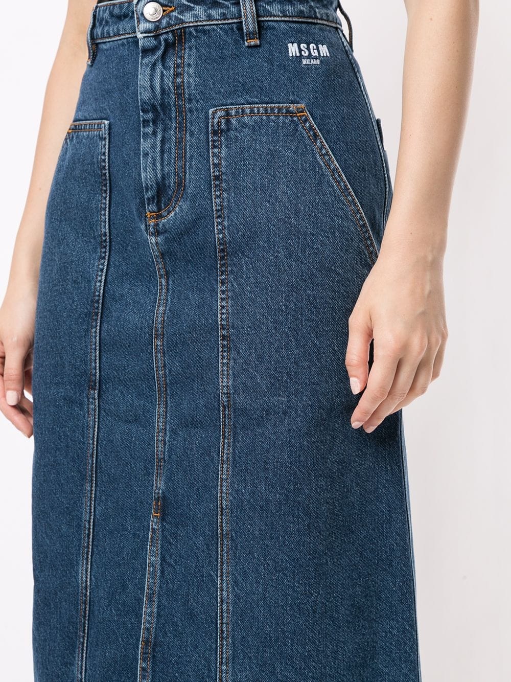 high-waisted panelled denim skirt - 5