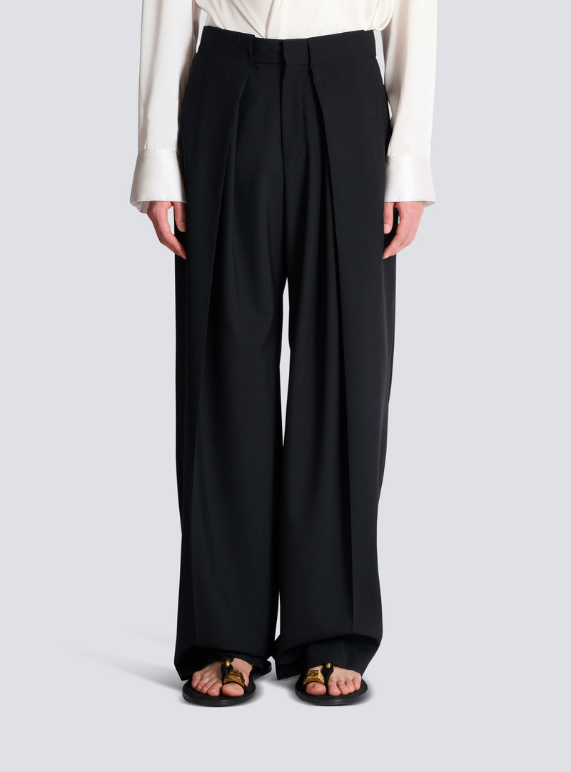 Wool twill trousers with wide knife pleats 5