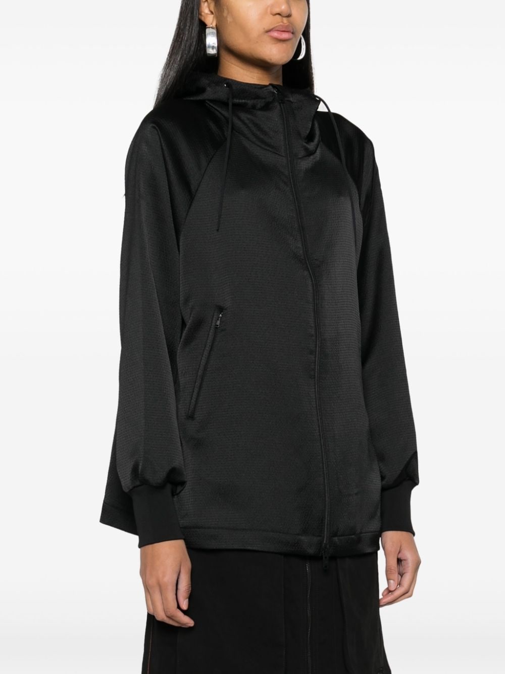 textured zipped hoodie - 3