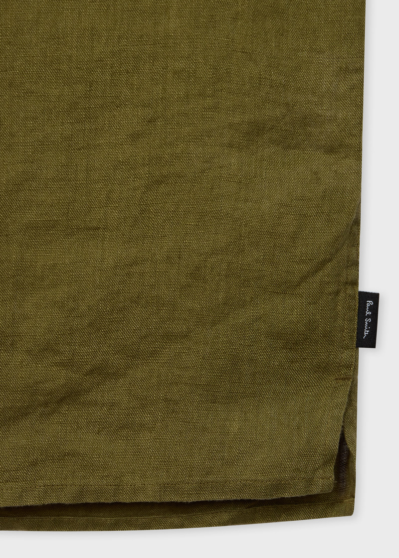 Paul Smith Casual-Fit Piece-Dyed Khaki Linen Shirt outlook