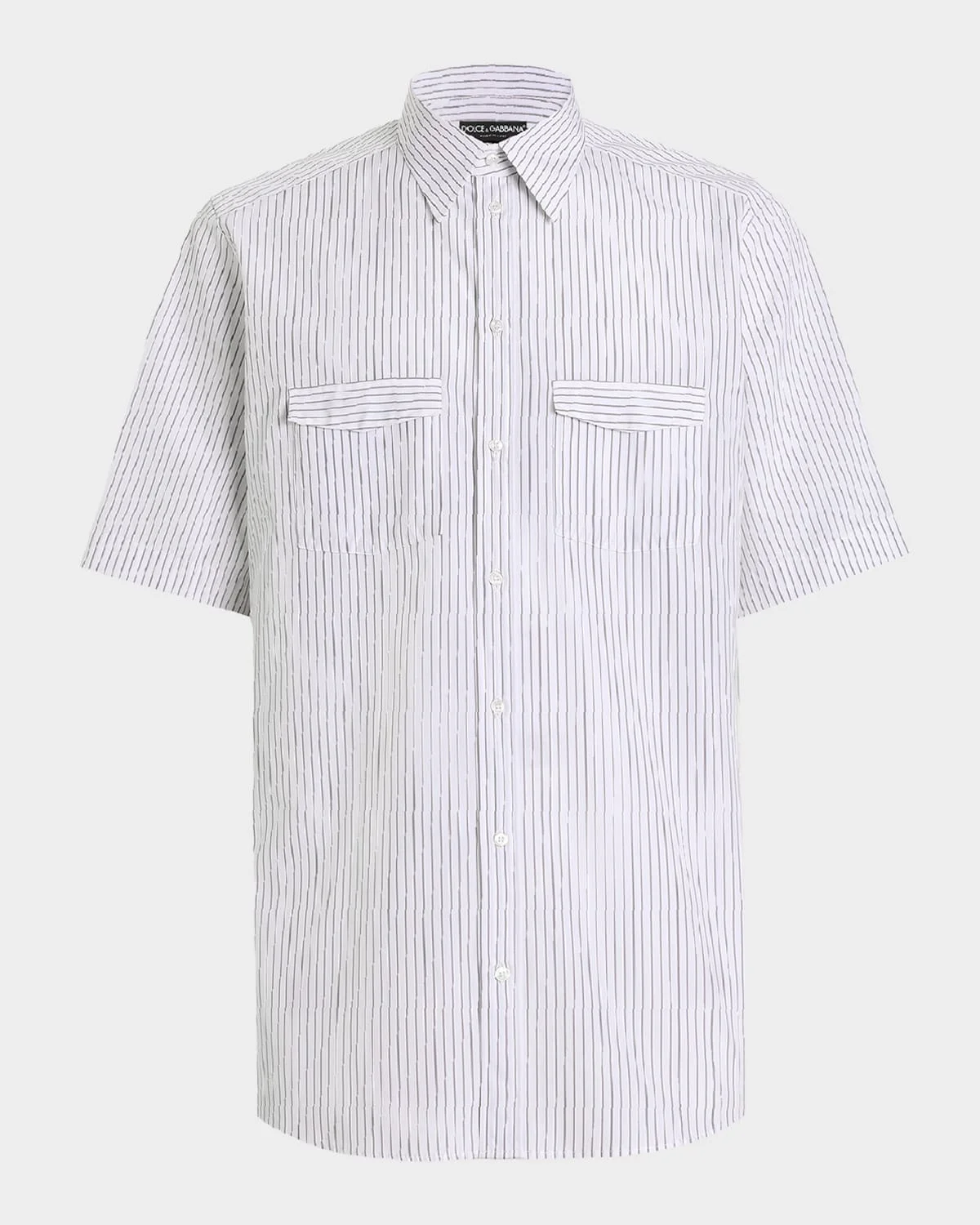 Men's Stripe Cotton Poplin Short-Sleeve Shirt - 1