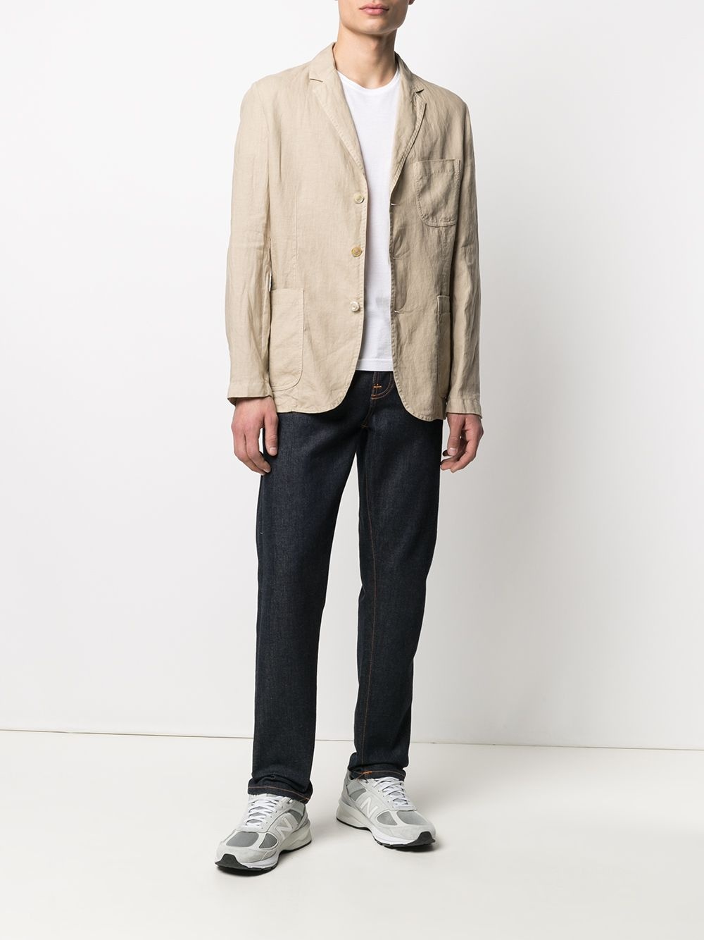 single-breasted linen blazer - 2