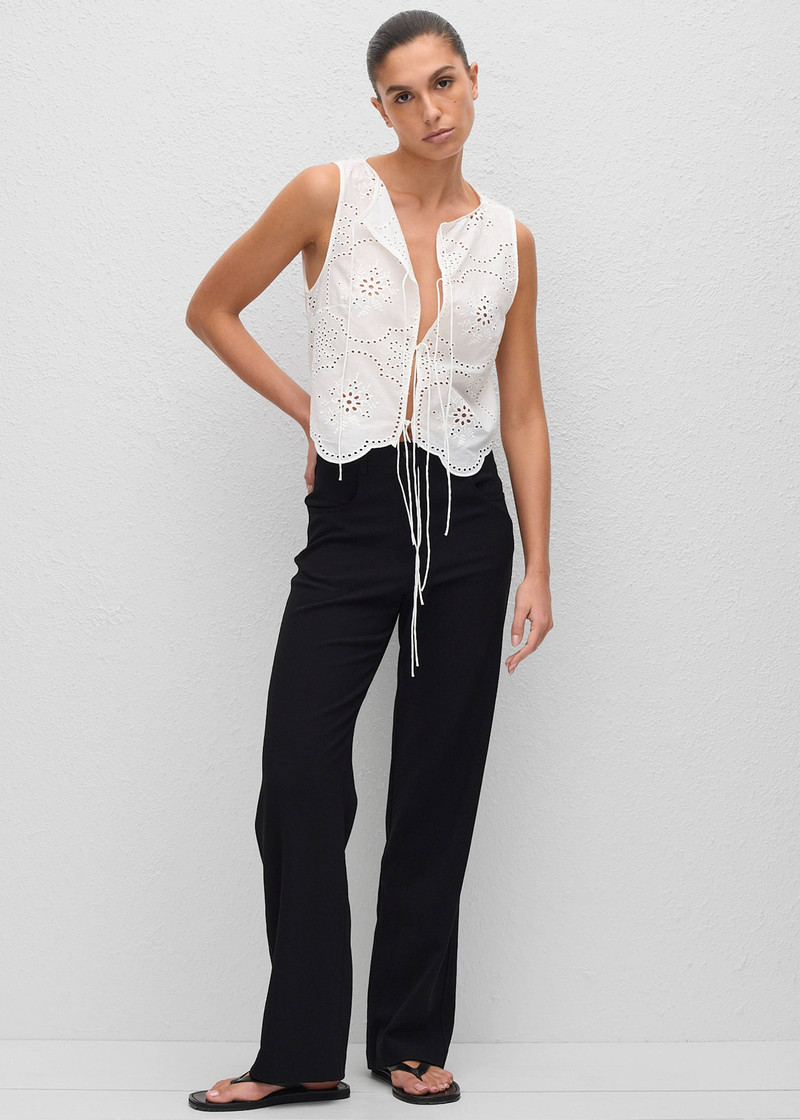 Matteau Broderie Tie Blouse - White 4
