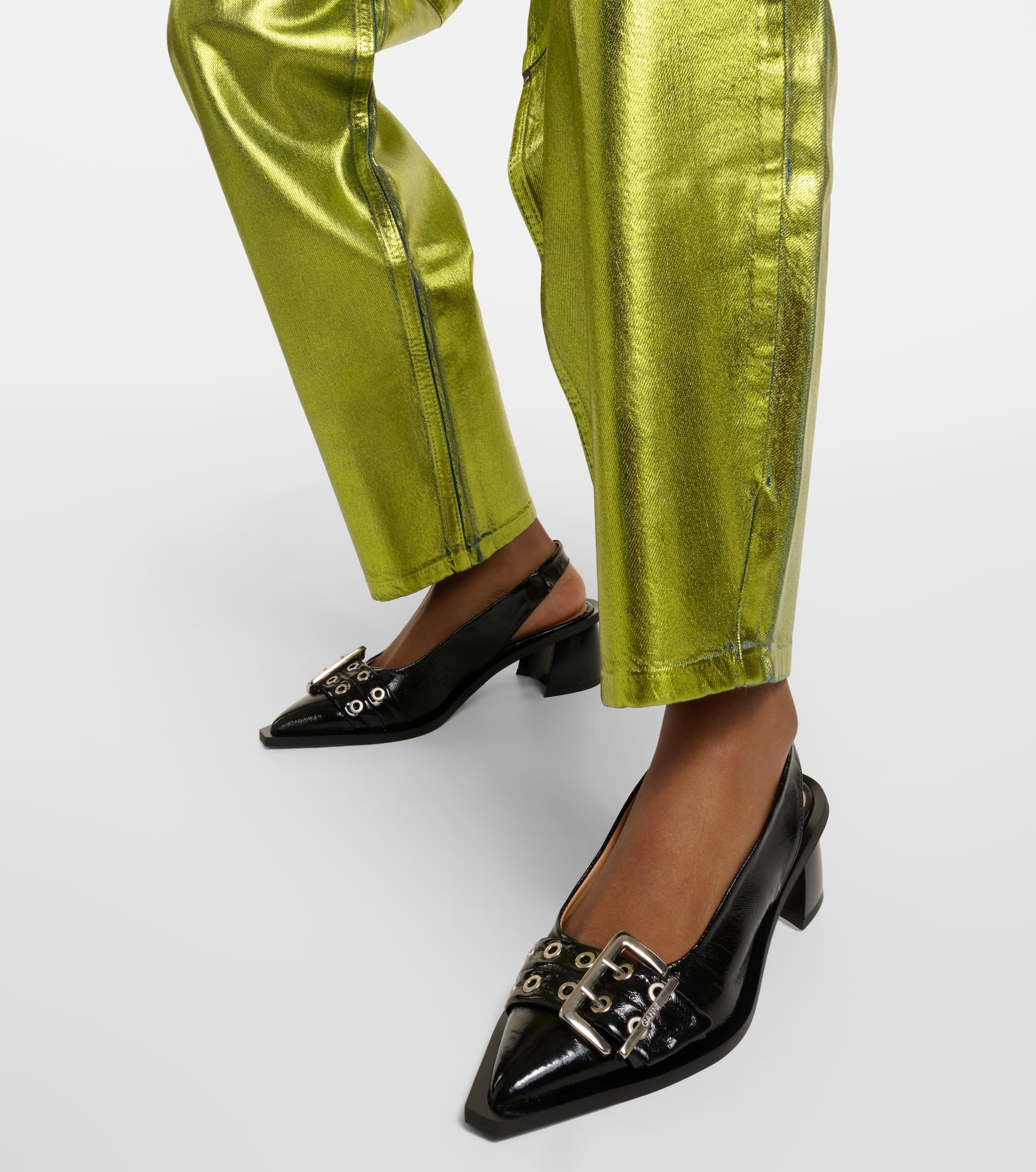 Faux leather slingback pumps - 4