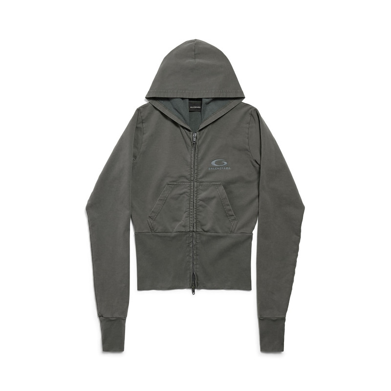 Women's Loop Sports Icon High Rib Zip-up Hoodie in Grey 1