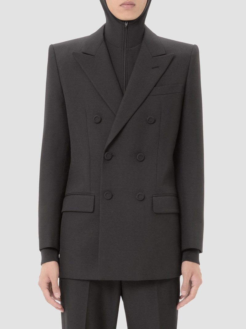 Men's Double-Breasted Wool Gabardine Jacket - Black 3