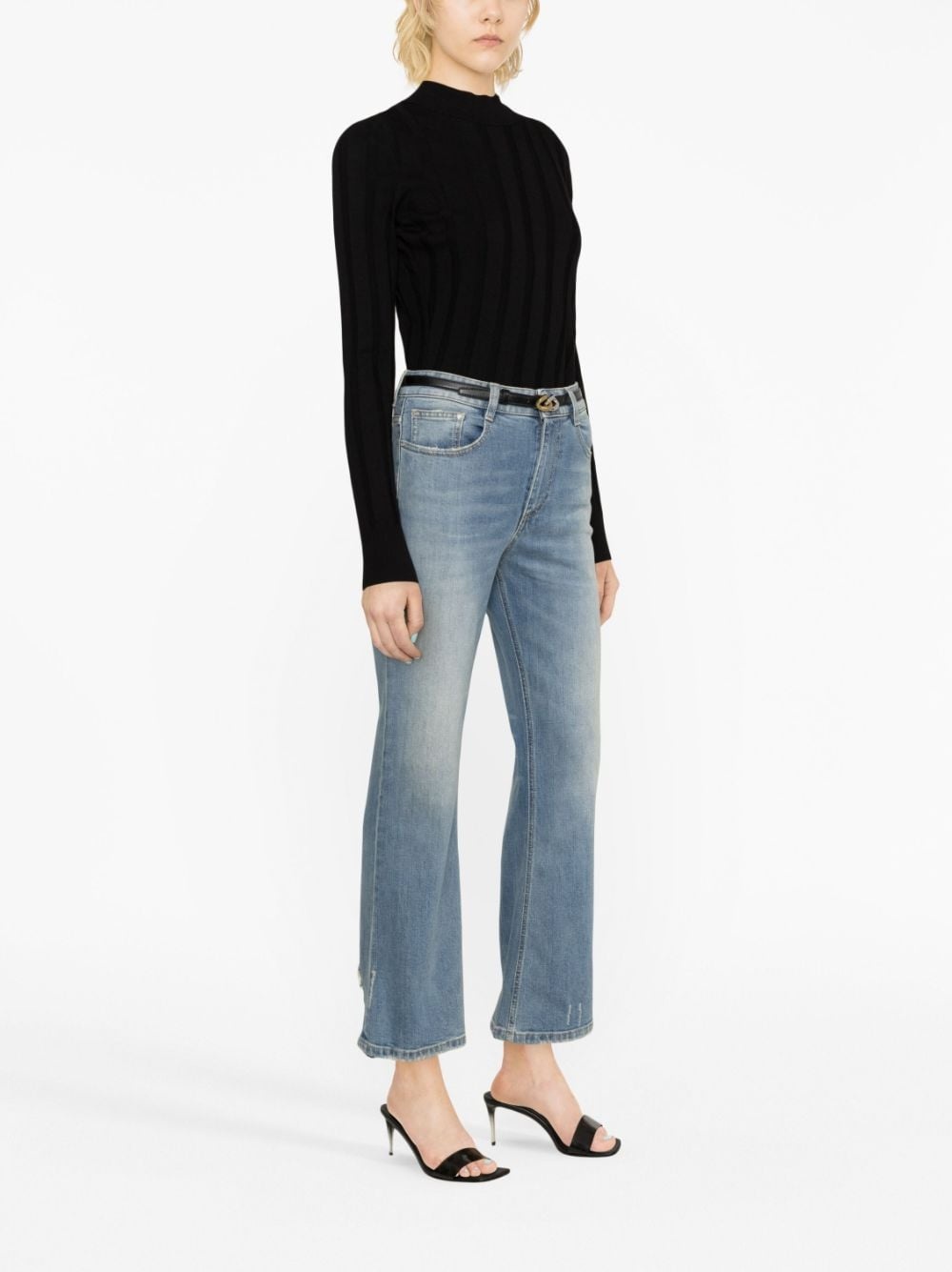 stonewashed bootcut jeans - 4