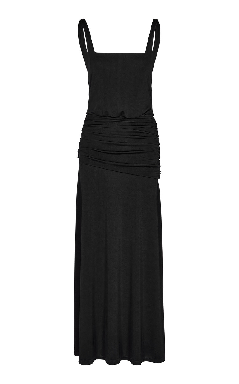 Plant Of Joy Ruched Jersey Maxi Dress black 1