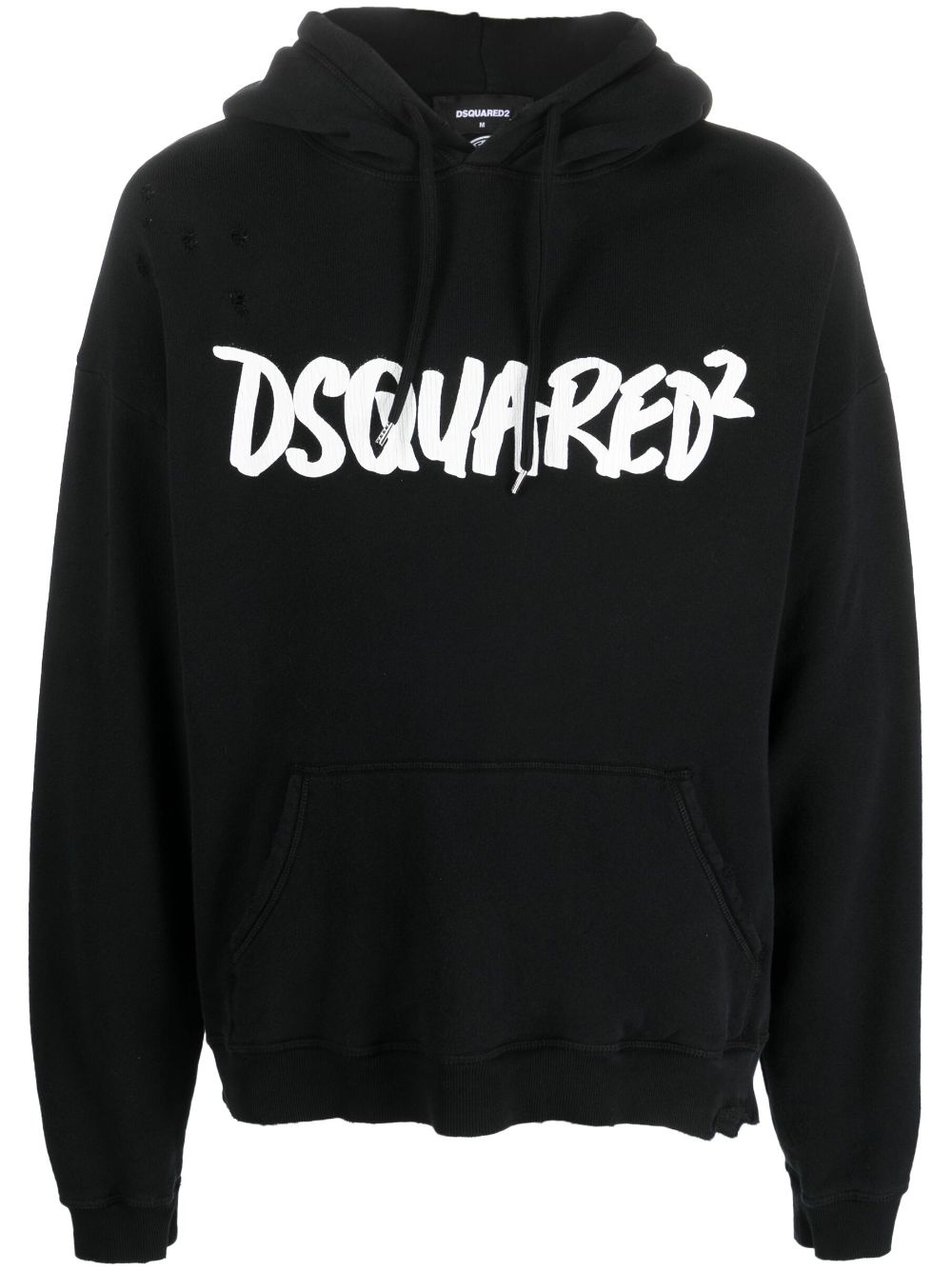 logo-print distressed-effect hoodie - 1