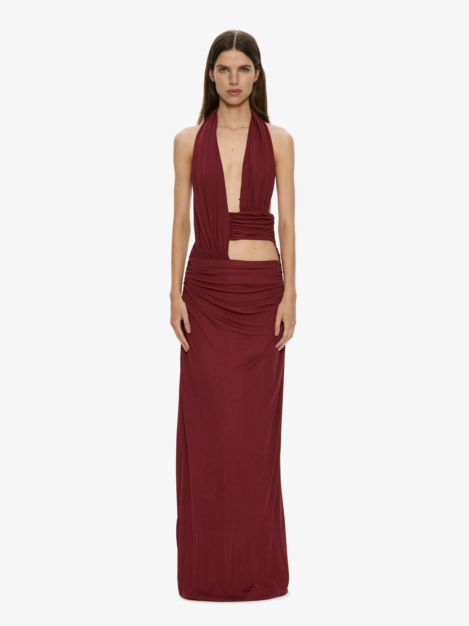 Draped Cummerbund Jersey Dress - 1