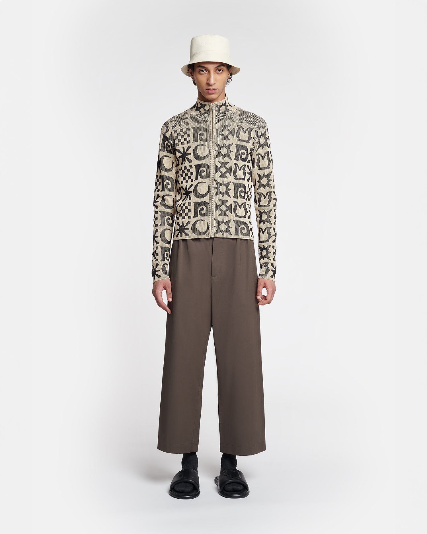 Rib Jacquard Cardigan - 4