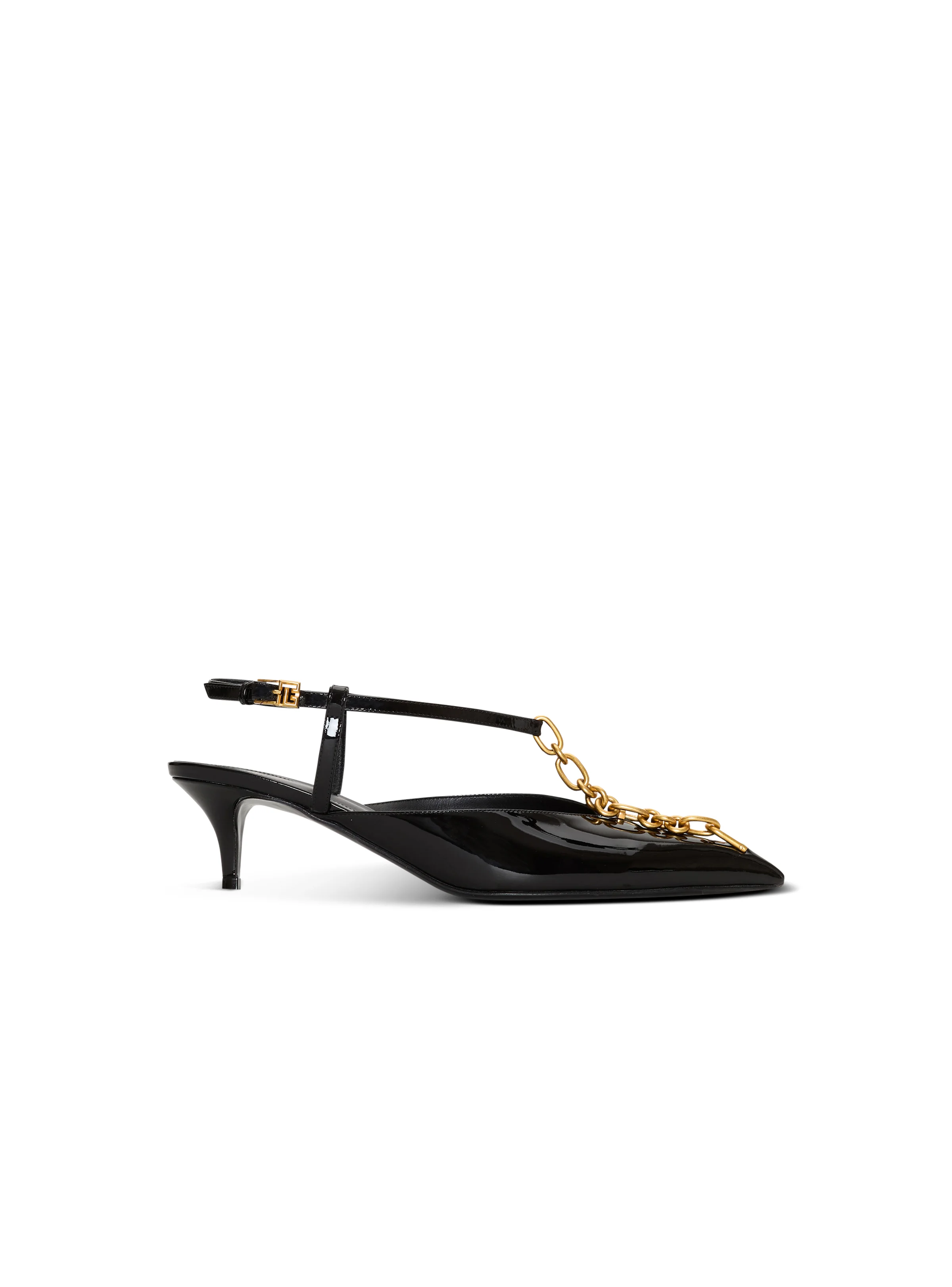 Sync chain kitten slingbacks in patent leather - 1