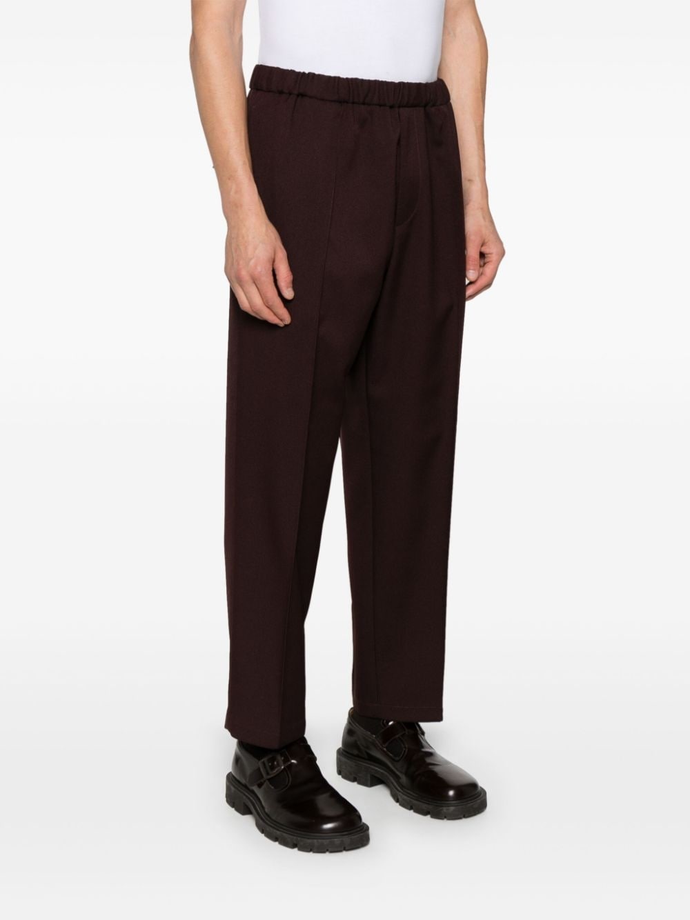 elasticated-waist straight-leg trousers - 3