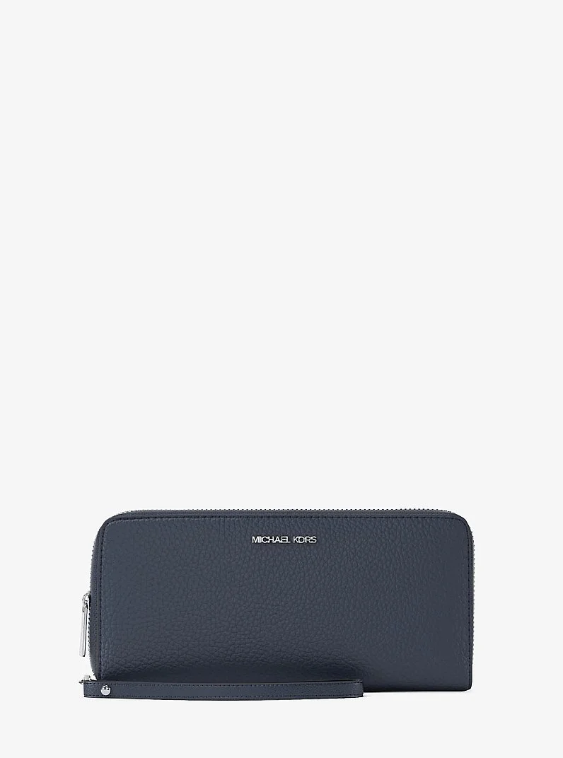 Large Pebbled Leather Continental Wallet - 1
