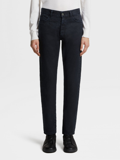 ZEGNA NAVY BLUE STRETCH LINEN AND COTTON JEANS outlook