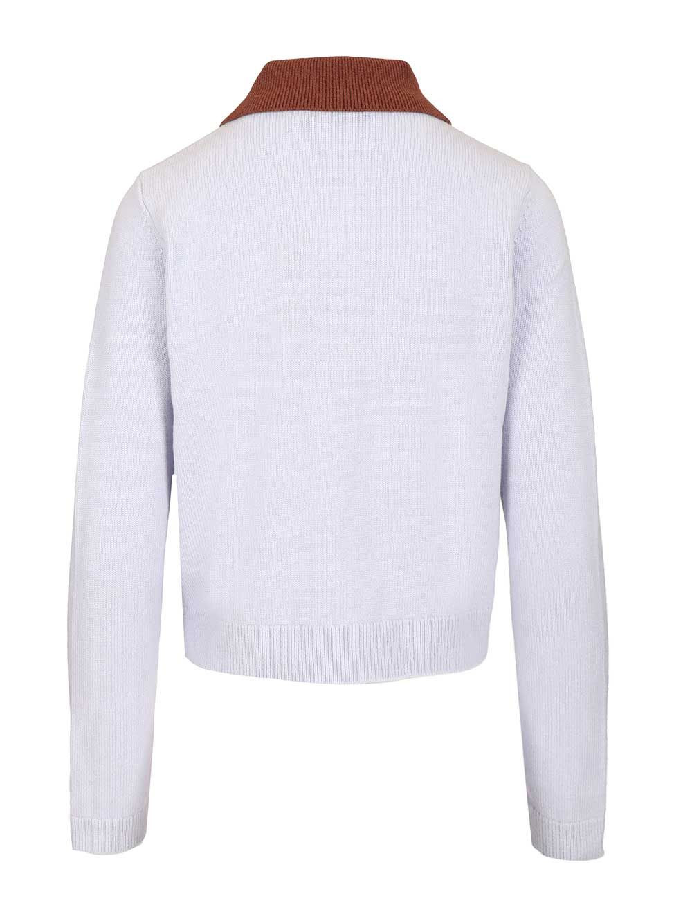 Contrast Collar Jumper Tops Blue - 2