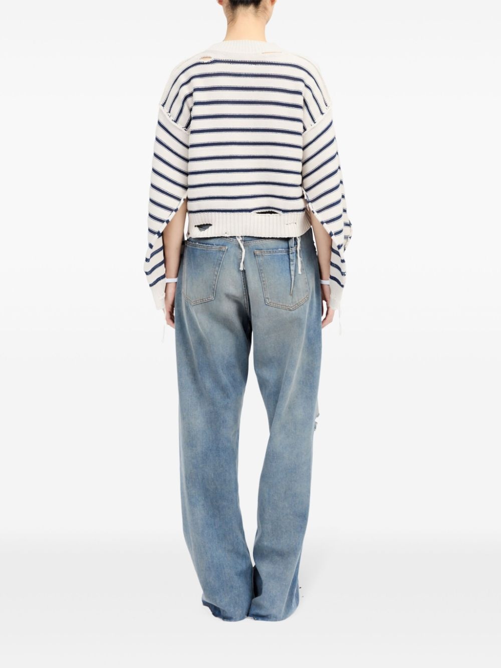 striped cotton knit cardigan - 4