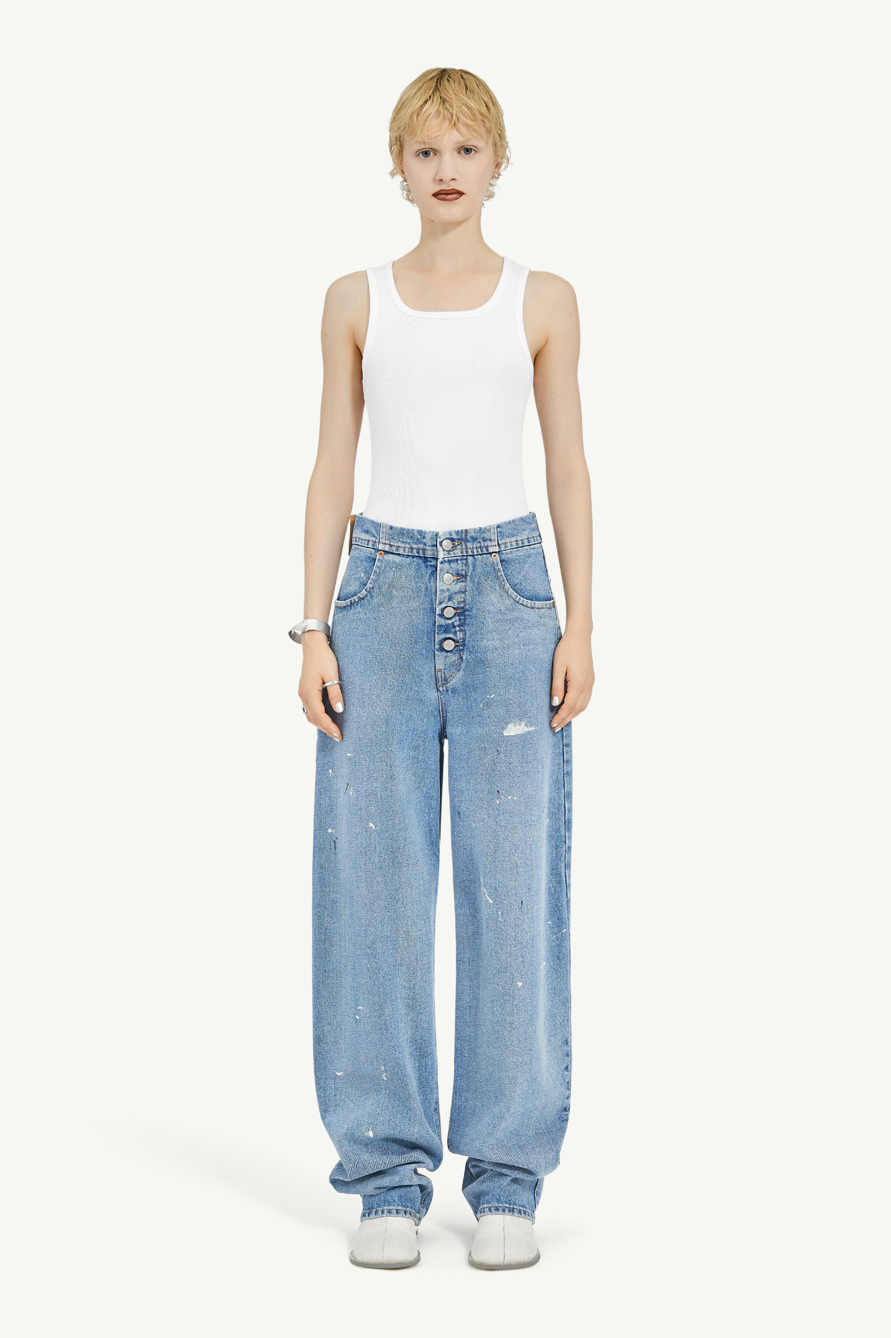 Loose Fit Denim Trousers - 2