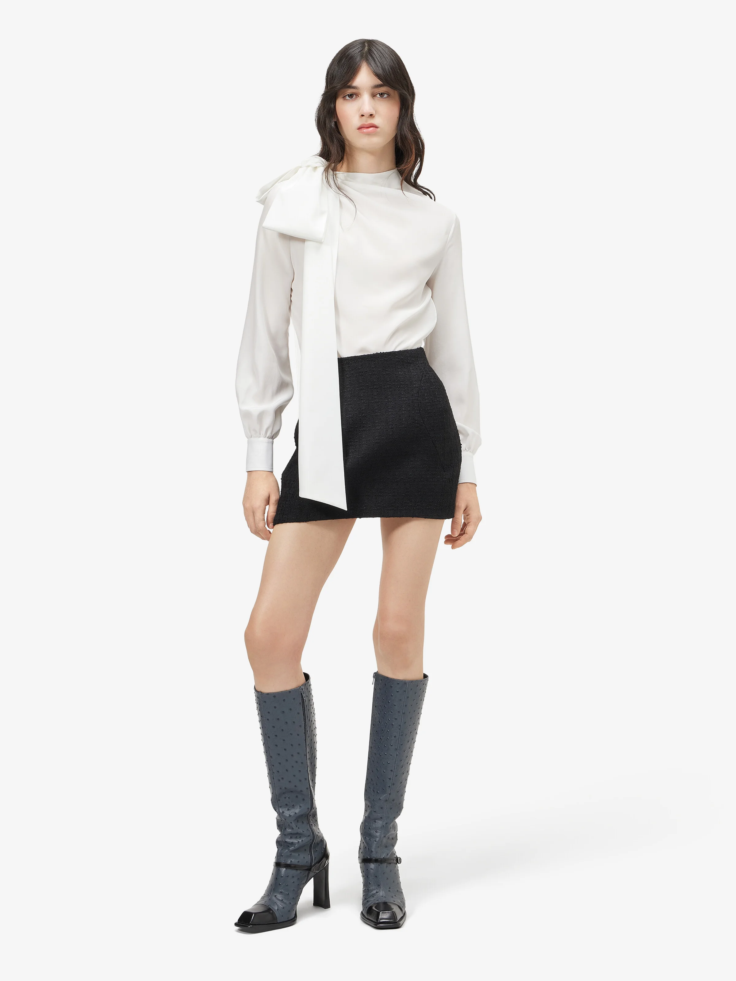 Women's Shoulder Bow Blouse in Ivory - 1
