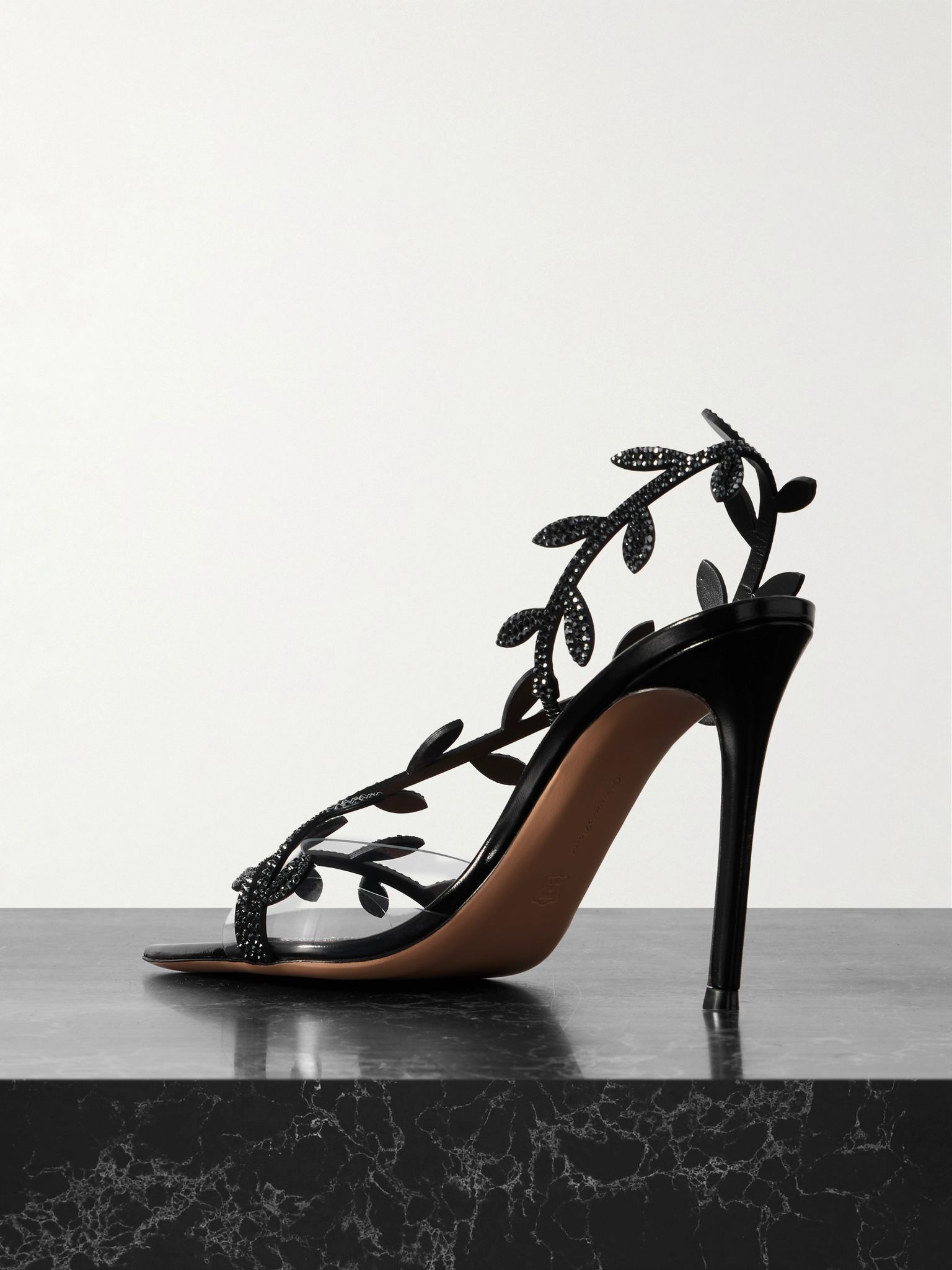 Flavia crystal-embellished leather and PVC sandals Black - 3